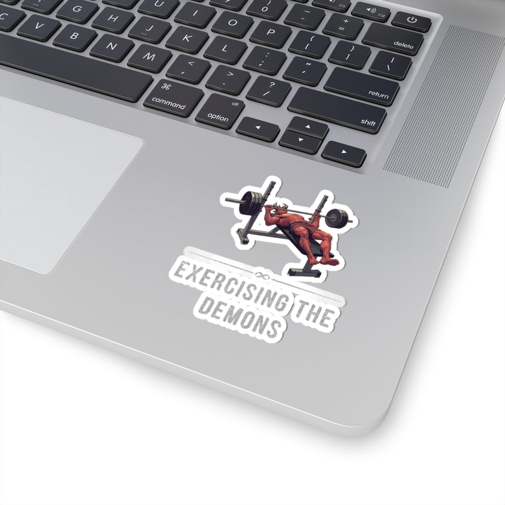 Sticker — “Exercising the Demons” Bench Press Fitness Sticker